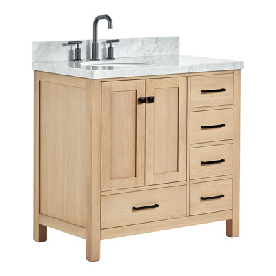 Cambridge 37'' Single Bathroom Vanity with Carrara Marble Top