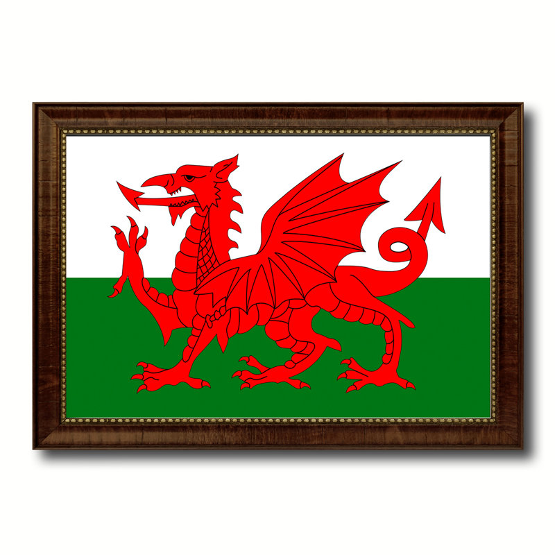 « wales country flag », impression sur toile encadrée, H 15 po x l 21 po x P 1 po, Brun