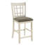 Chaises à hauteur de comptoir 2 pièces au fini blanc antique - siège rembourré brun pour salle à manger commune avec tissu en bois-1689271461