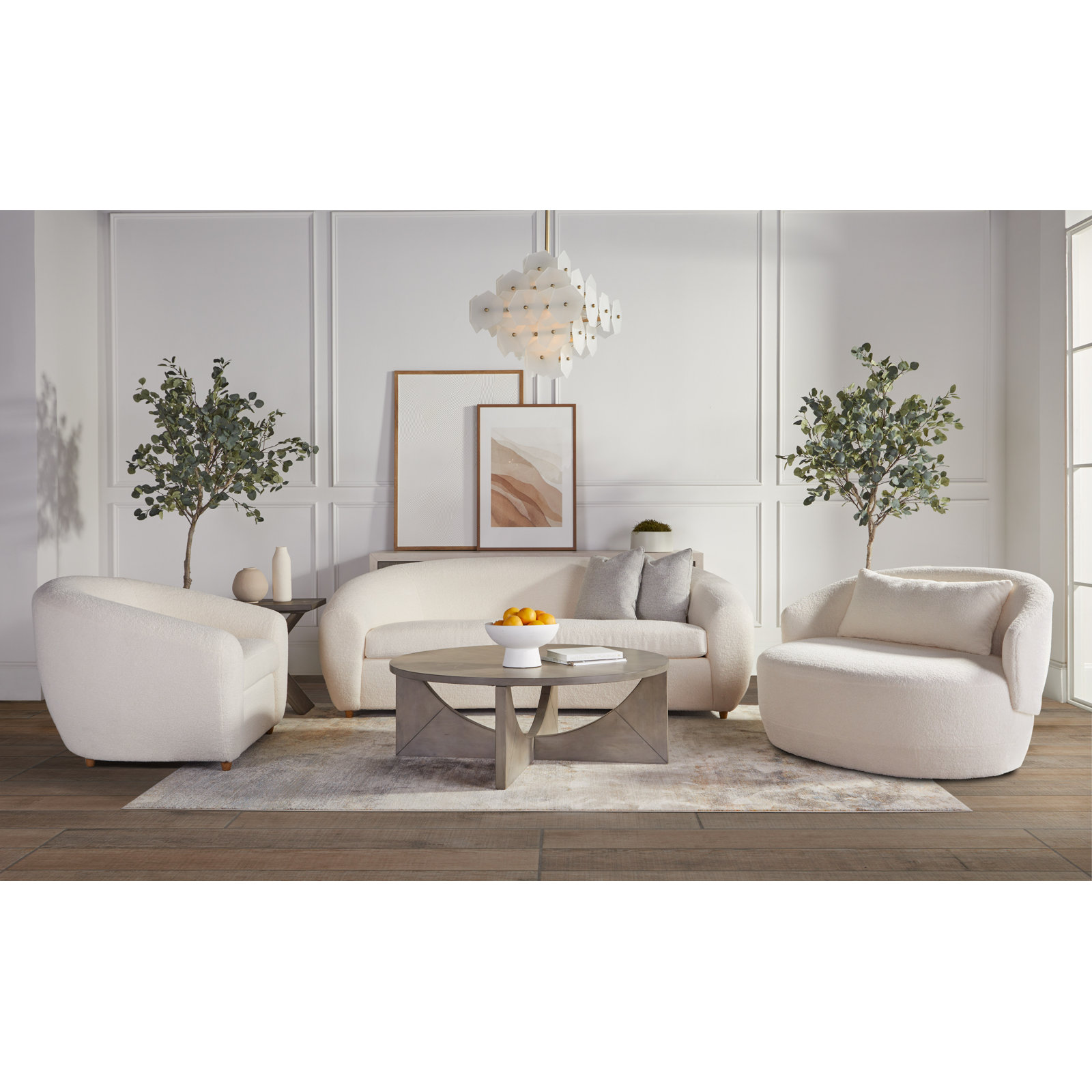 3-Piece Boucle Living Room Set