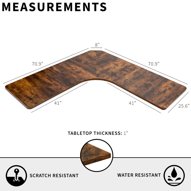 71" x 71" Desk Table Top (DESK-TOP2CB Series), Vintage Brown