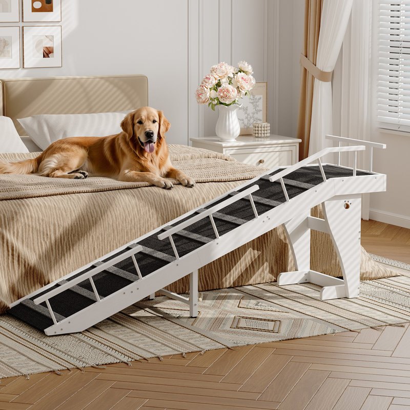 Rampe pour chien pour lit, grande rampe pour chien en bois avec surface antidérapante