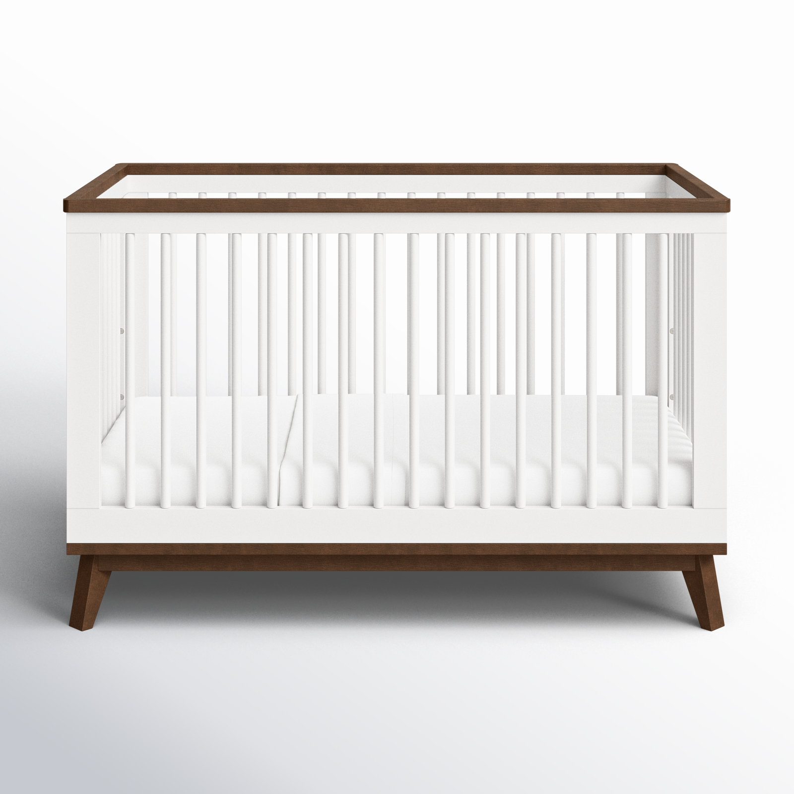 Scoot 3-in-1 Convertible Crib, White/Walnut