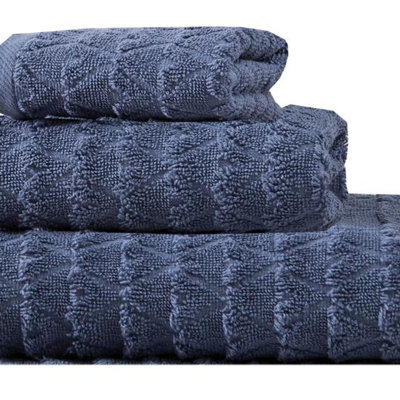 Ensemble de trois serviettes de toilette géométriques en coton turc gris pâle