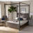 Ciarra Upholstered Canopy, Queen Bed, Gray/Green Gray 87.3'' H X 85.4'' L X 63.8'' W-51752260
