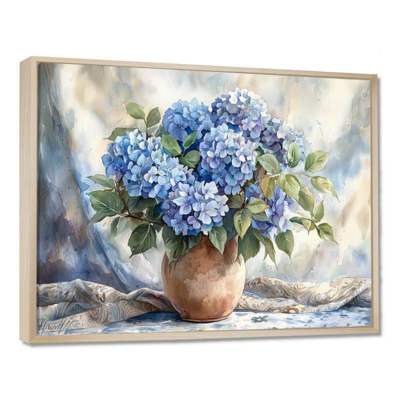 Ikshan hortensias dans un décor de rêve II - hydrangées grand art mural, H 34 po x l 44 po, Impression encadrée flottante