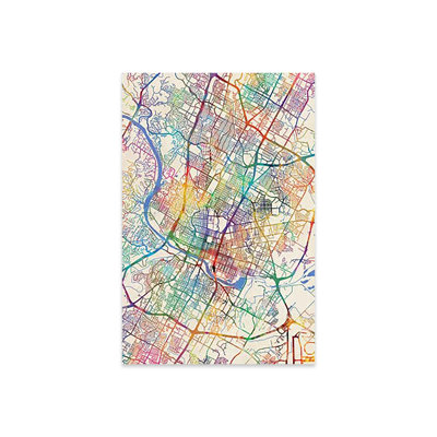 Austin Texas City Map III by Michael Tompsett - Unframed Graphic Art