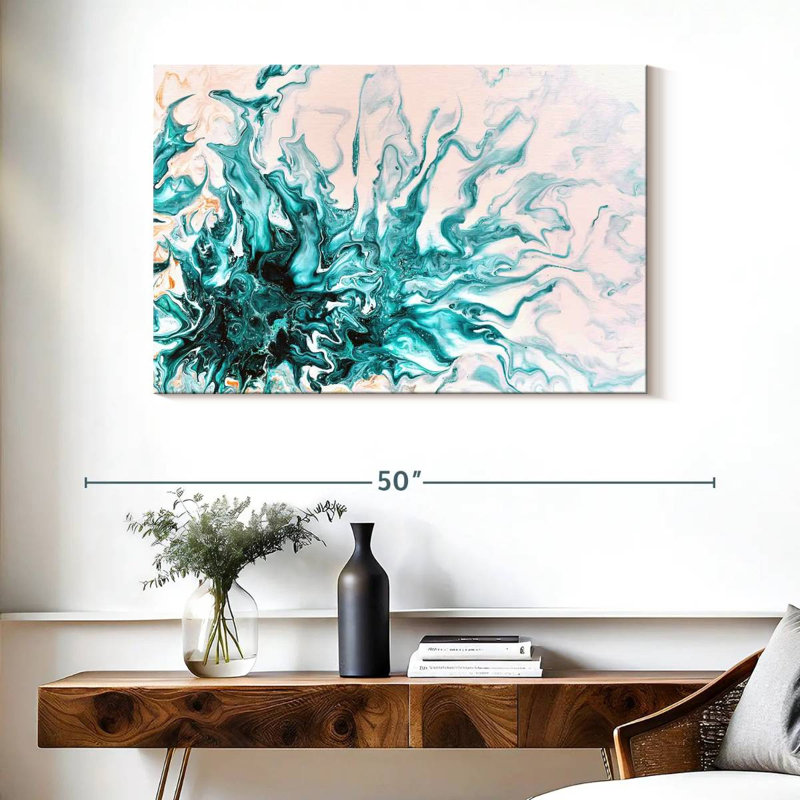 Avery Turquoise Dynamic Abstract, 26" H x 39" W