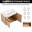 Meuble-lavabo de 30 pouces - chêne avec lavabo à poser en résine, armoire 2 portes, durabilité, lavabo de 61,3 lb de conception américaine