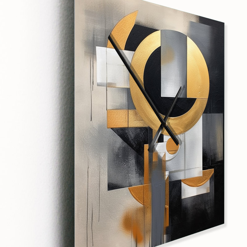 Horloge murale moderne à formes abstraites dorées et dorées, Grand