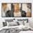 " Contemporary Abstract Earth Tones With Geometric Patterns Illustrations " 3 - Pieces on-99077735-99077738