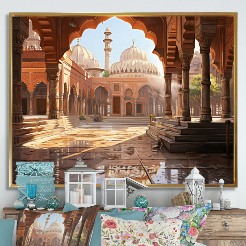 Islam Art The Path I - Islamic Canvas Prints, H 16 po x l 32 po x P 1 po, Cadre flottant doré