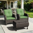 3-Piece All-Weather Wicker Patio Conversation Set With Cushions & Ottoman