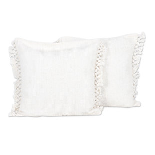  Housses de coussin en coton ivoire faites à la main Passion (paire) (Ensemble de 2)