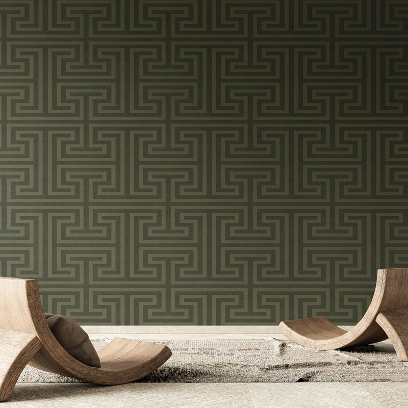 Synergy Geometric Maze Wallpaper Roll, Gold
