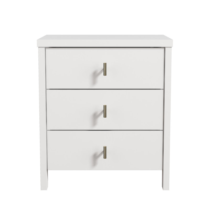 Allysyn Modern 3 Drawer Nightstand, White