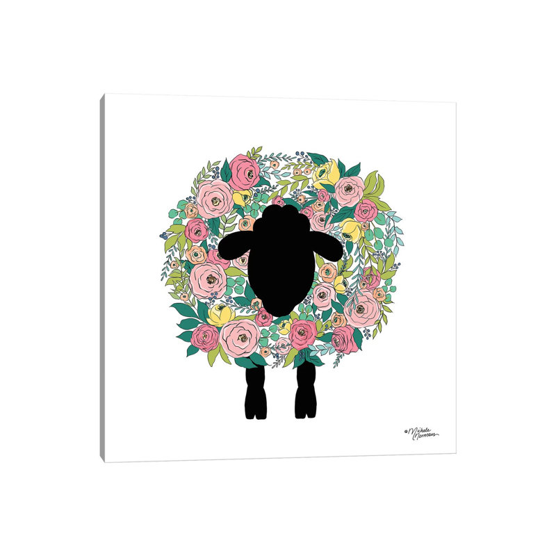 Floral Sheep by Michele Norman - Wrapped Canvas Gallery-Wrapped Canvas Giclée, 66.04 cm H x 66.04 cm W x 3.175 cm D