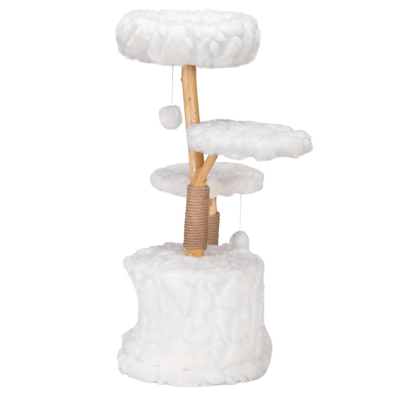 Arbre à chat moderne, tour de chat à branche naturelle, condo pour chat de luxe, mobilier pour chat d'intérieur, cadeau de chat chaton