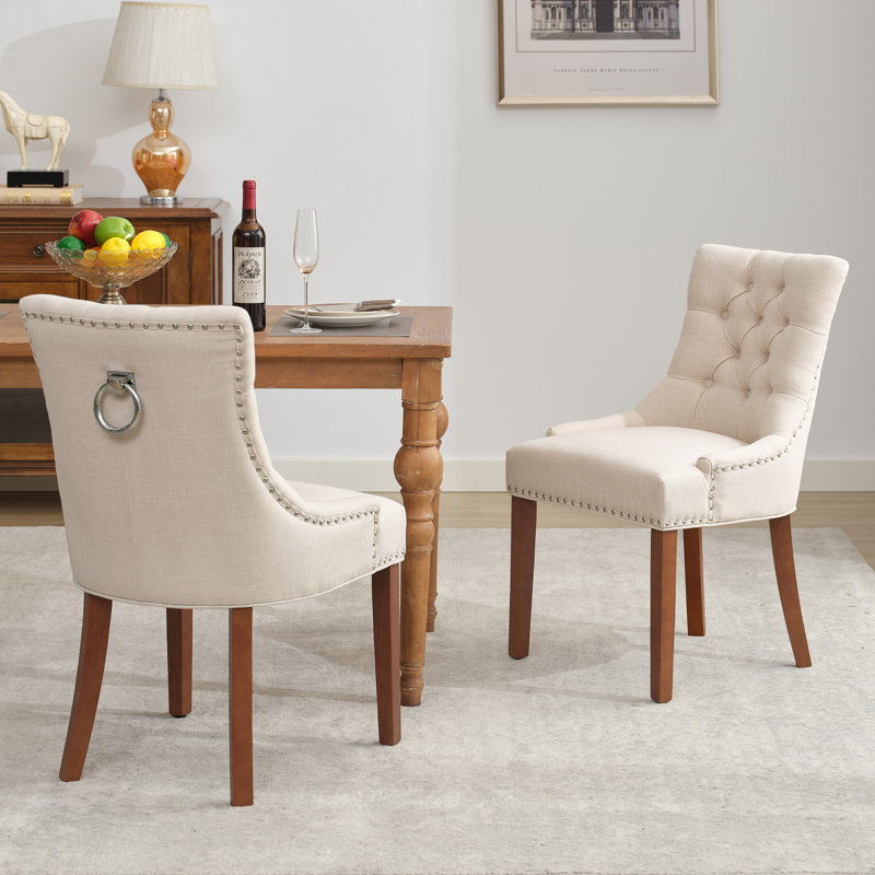 Chaise de salle à manger rembourrée Berenis, Beige, Brun