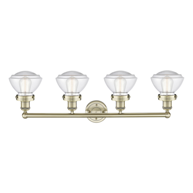 Éclairage pour salle de bain à 4 lumières à intensité variable Almarosa, Transparent, Laiton antique