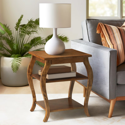 Table en noyer avec rangement ouvert - 2 tablettes