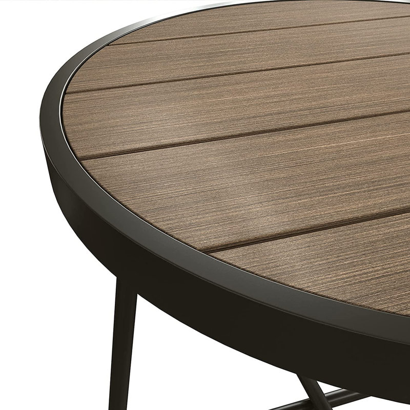 Mickelsen Steel Patio Side Table, Light Brown/Black