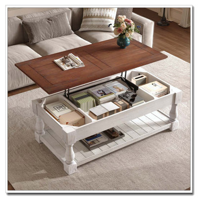 Retro Lift-Top Coffee Table with Storage