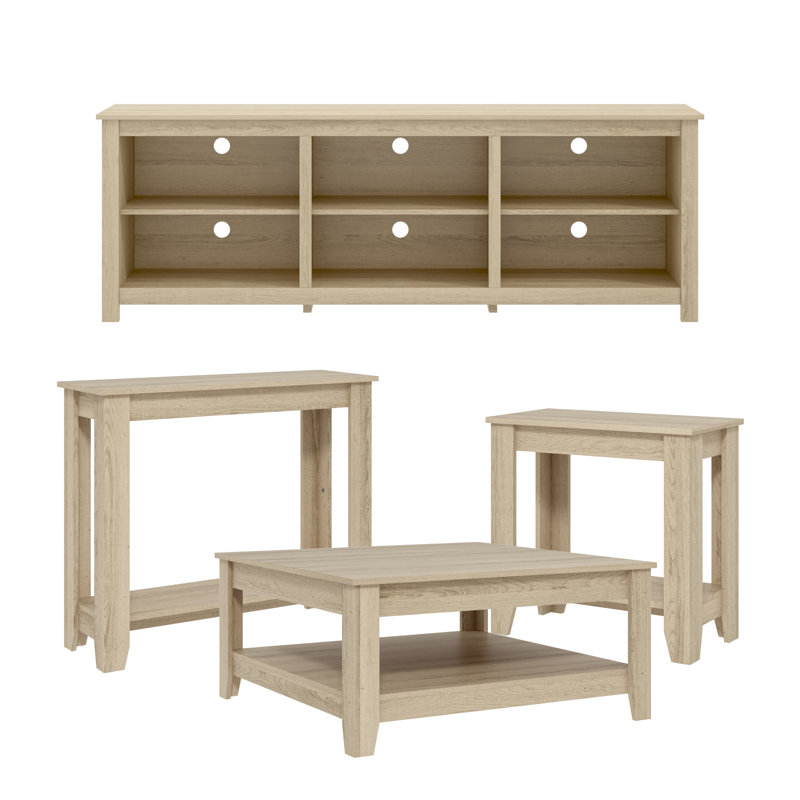 Fredrick Farmhouse Coordinated Living Room 4 Piece Furniture Set, Oslo Oak