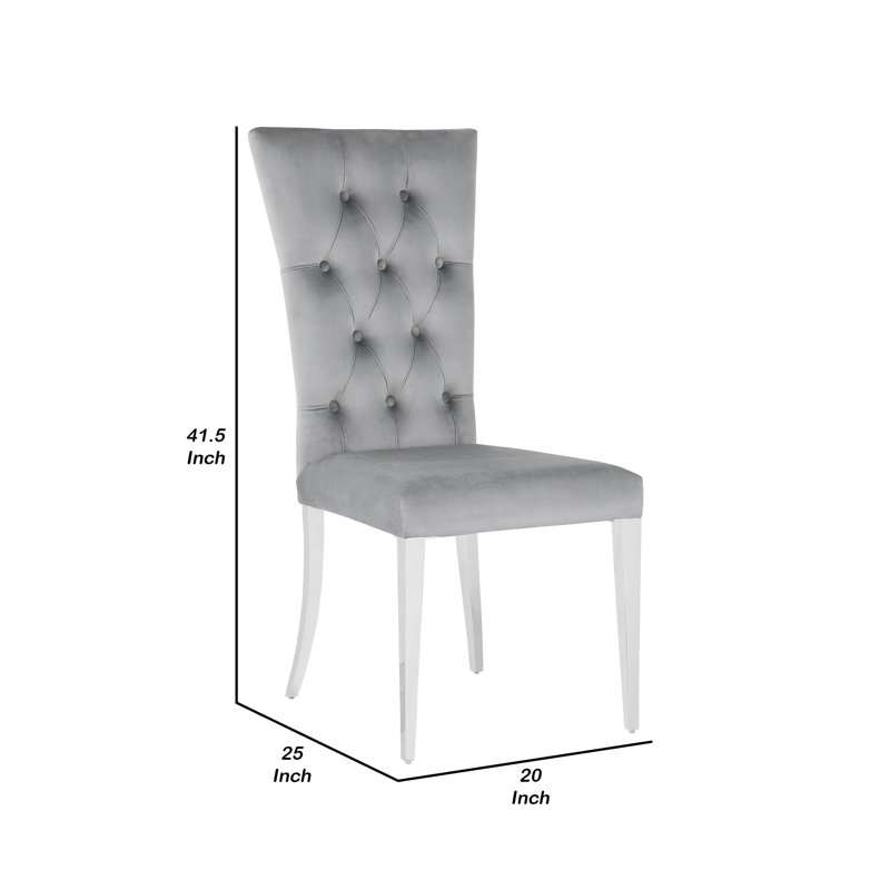 Chaise d'appoint en velours capitonné Hastie, gris