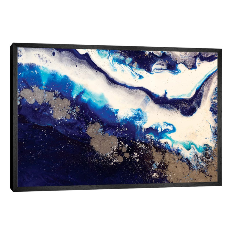 Sydney Harbour Ice Flow by Antuanelle - Floater Frame Painting on Canvas, 101.6 cm H x 66.04 cm W, Black Framed