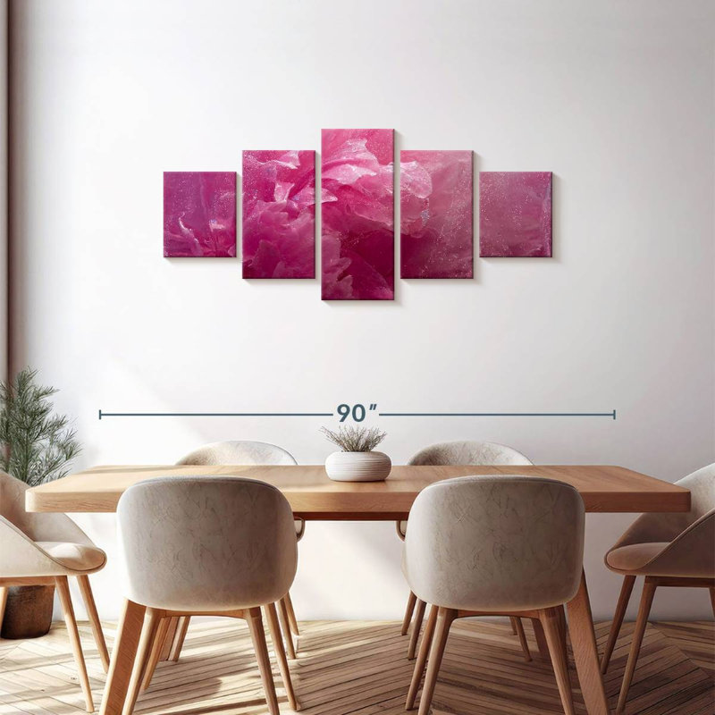Pivoine rose gelée, H 30 po x l 68 po