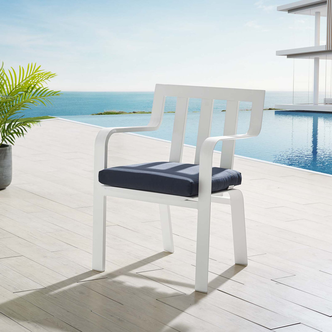 Baxley Stackable Outdoor Patio Aluminum Dining Armchair Modway Cushion