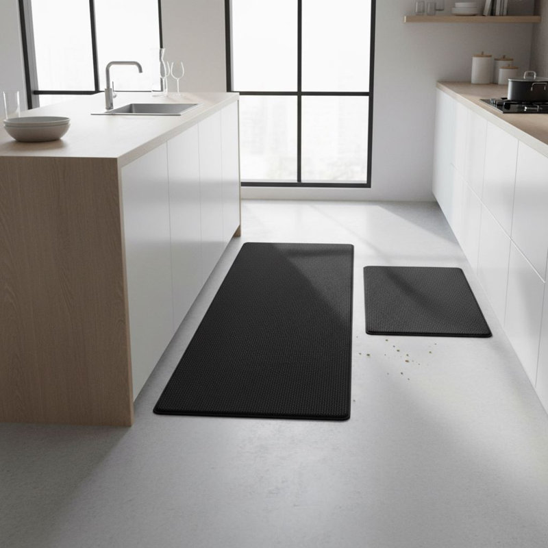 Paquet de 2 tapis de cuisine anti-fatigue 17,3 po x 30 po + 17,3 po x 47 po pour tapis de cuisine, de plancher et de bureau