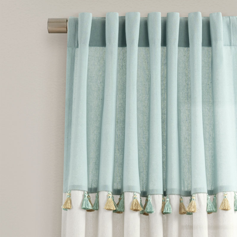 Cotton Blend Room Darkening Curtain Pair, Blue