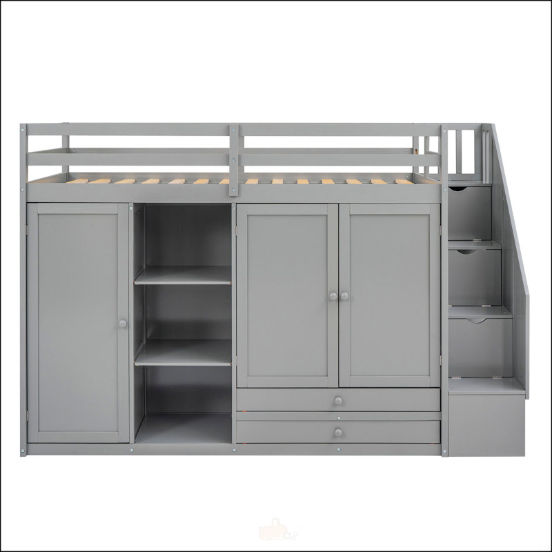 Functional Loft Bed With 3 Shelves