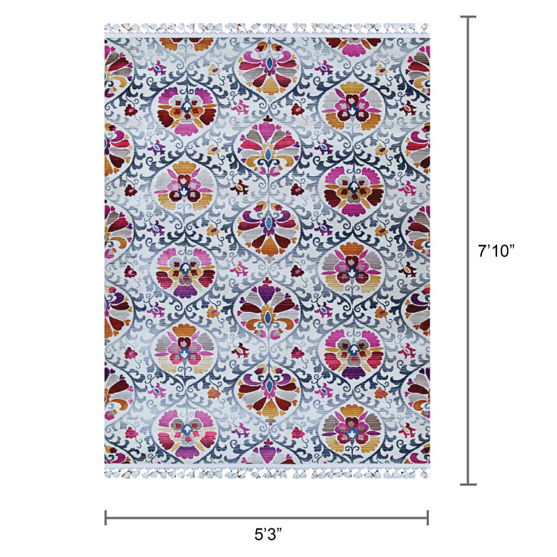 Tapis floral Marlana Marlana, Rectangle 5 pi 3 po x 7 pi 10 po