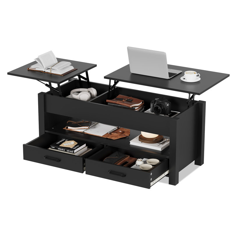 Table basse à plateau relevable moderne Modern Farmhouse, Noir