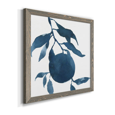 Indigo Oranges III - Toile encadrée de qualité supérieure - prête à être accrochée