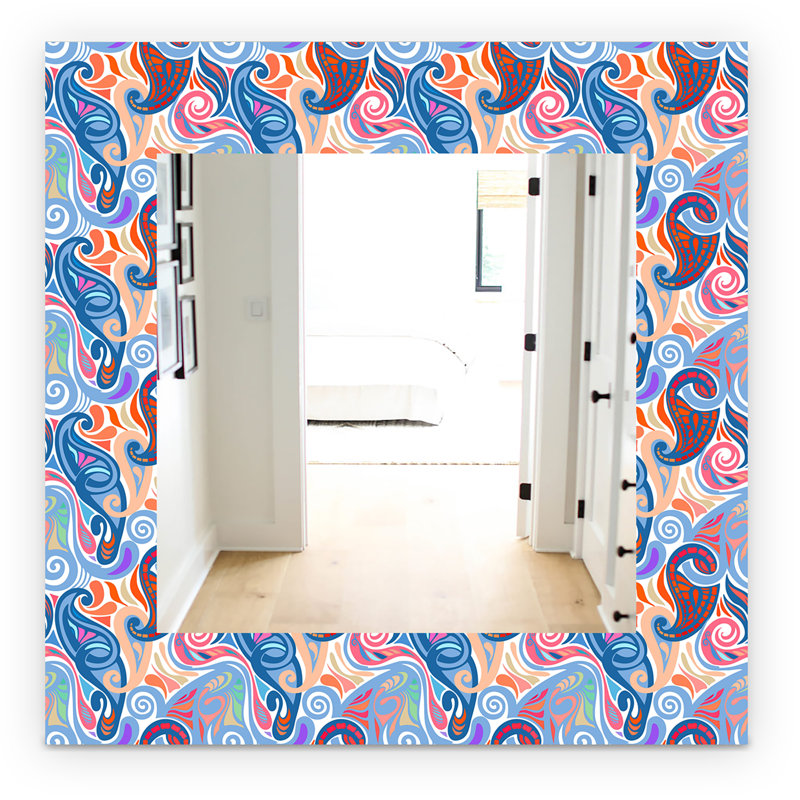 Modern Wall Mirror, 32" H x 32" W, Paisley