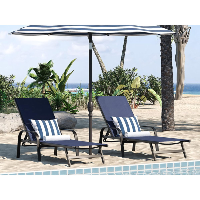 Iron Outdoor Bench, Navy