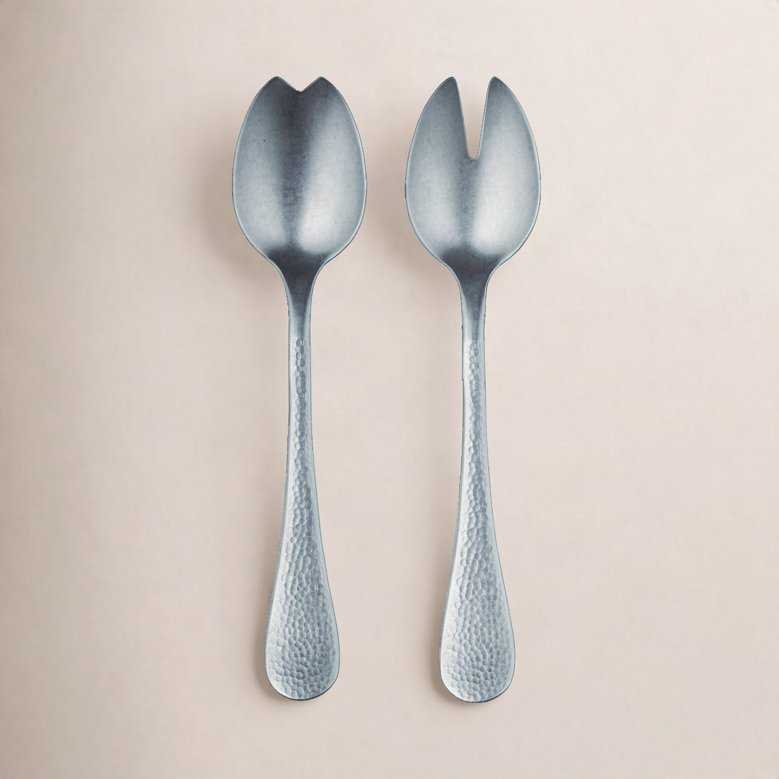 Epoque Stainless Steel Salad Servers, Pewter Silver