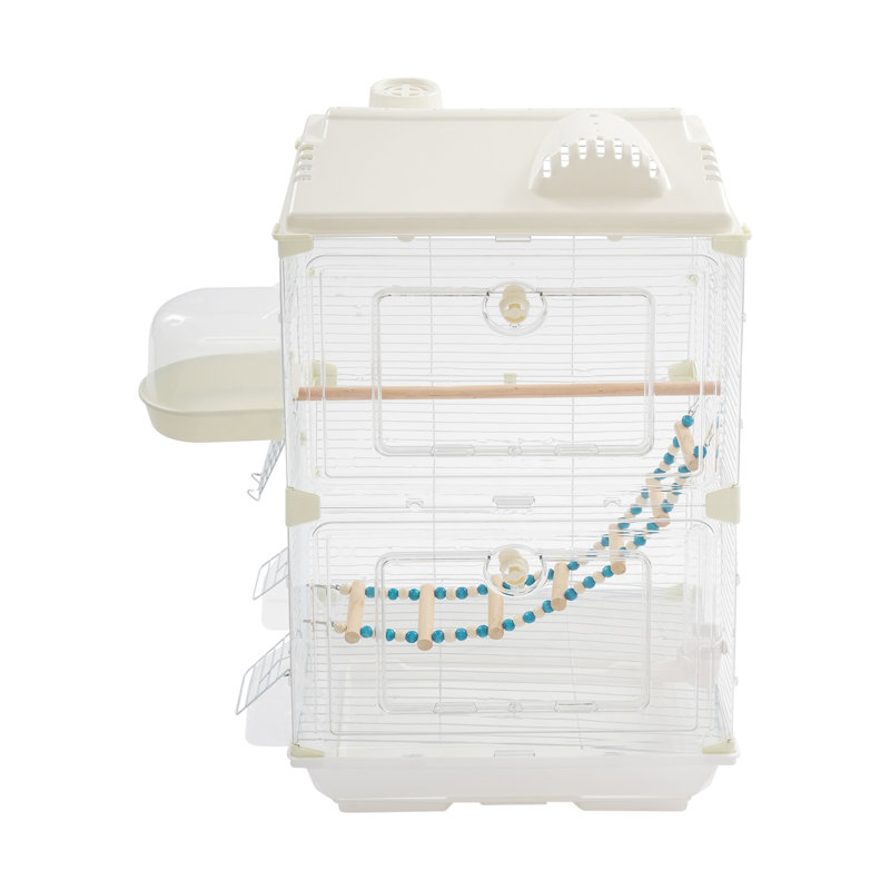 Bird Cage With Food Bowls Bath