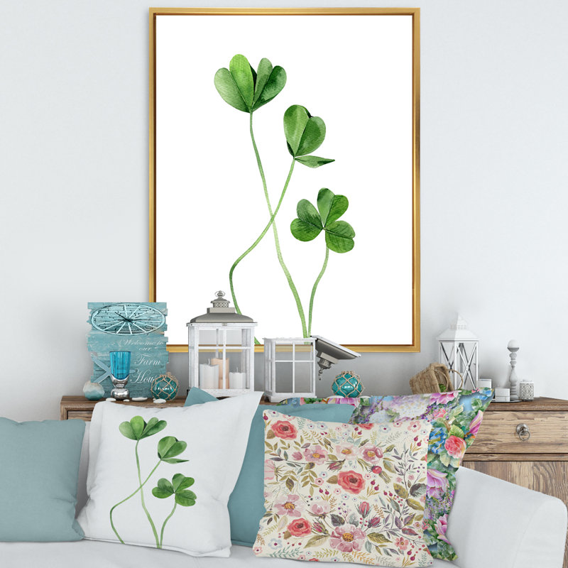 «Field Plant Détail Clover», reproduction encadrée sur toile, H 40 po x l 30 po x 1,5 po, Encadrement doré