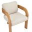 Ensemble de 2 chaises de salle à manger avec dossier coussiné, tissu beige, structure en bois massif-262273031