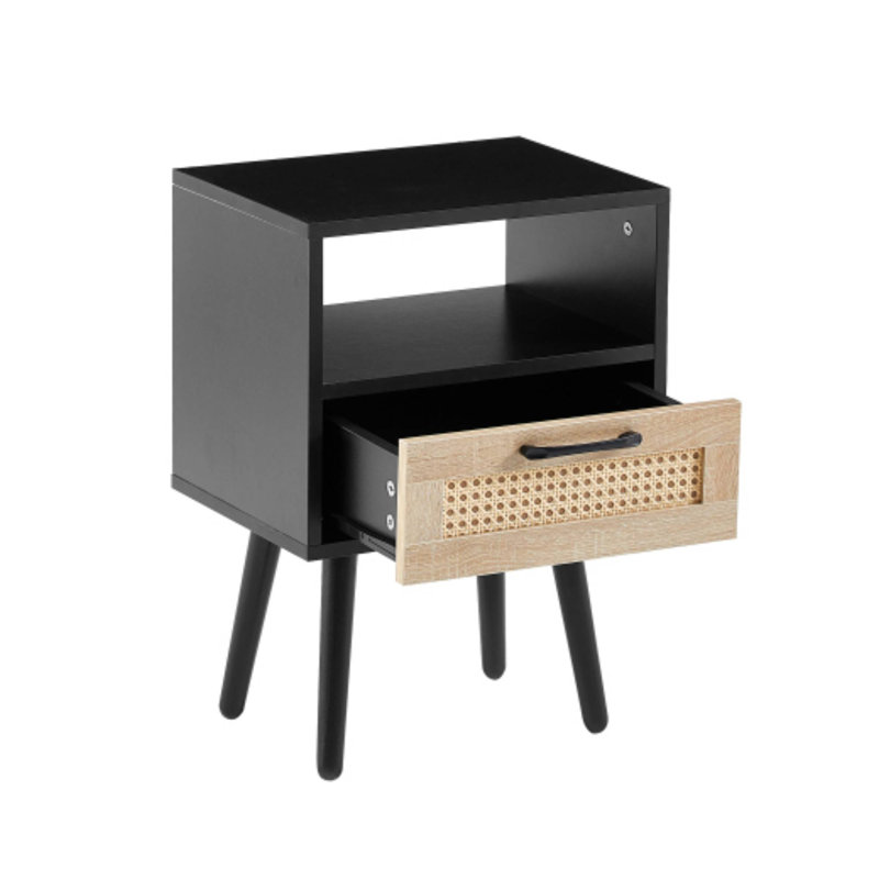 Table d'appoint 15,75 pouces avec tiroir pour salon, salon et chambre à coucher, Noir