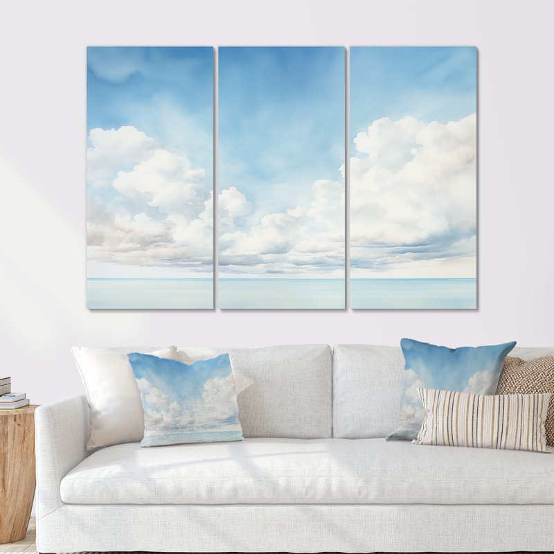 Ensemble de décorations murales White Clouds, Toile tendue, 32" H x 48" W x 1" D