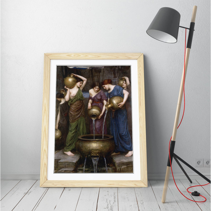 John William Waterhouse Danaides - Single Picture Frame Painting on Canvas, White Frame, 35cm H x 26cm W x 2cm D 