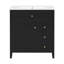 Meuble-lavabo de salle de bain moderne 30 po avec lavabo en céramique, armoire en bois d'hévéa et panneau de fibres à densité moyenne avec tiroir basculant (noir / blanc / gris / vert)-129683406