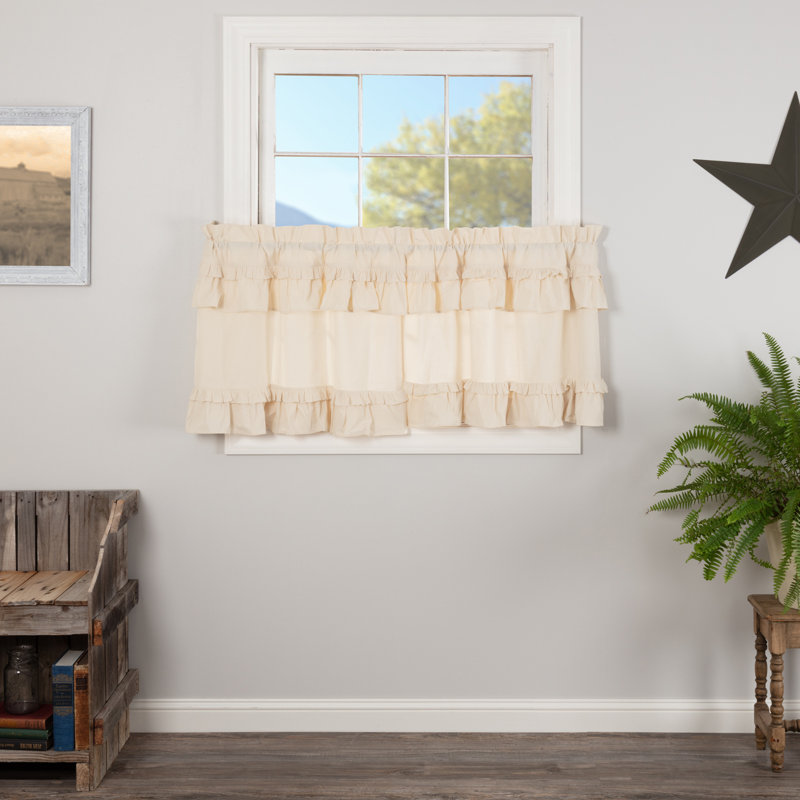 Rideau de café en coton de couleur unie 72 "Urbano, l 72 po x L 24 po, Crème naturelle
