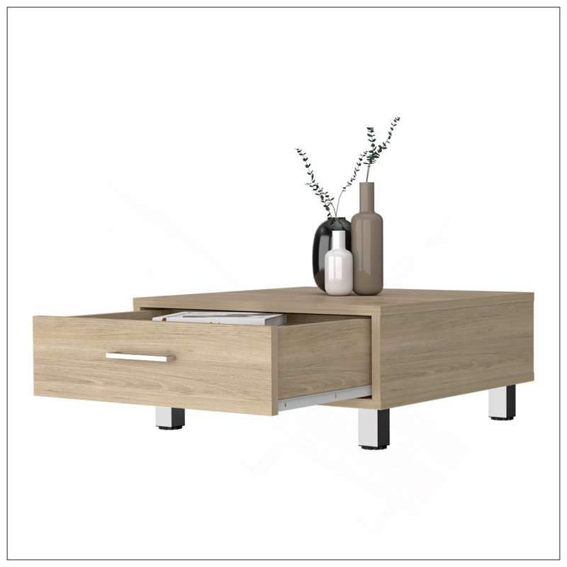 Table basse Myers, quatre pieds, un tiroir